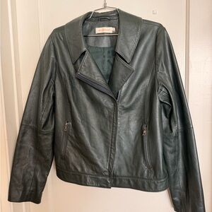 Tory Burch Dark Green Leather Jacket